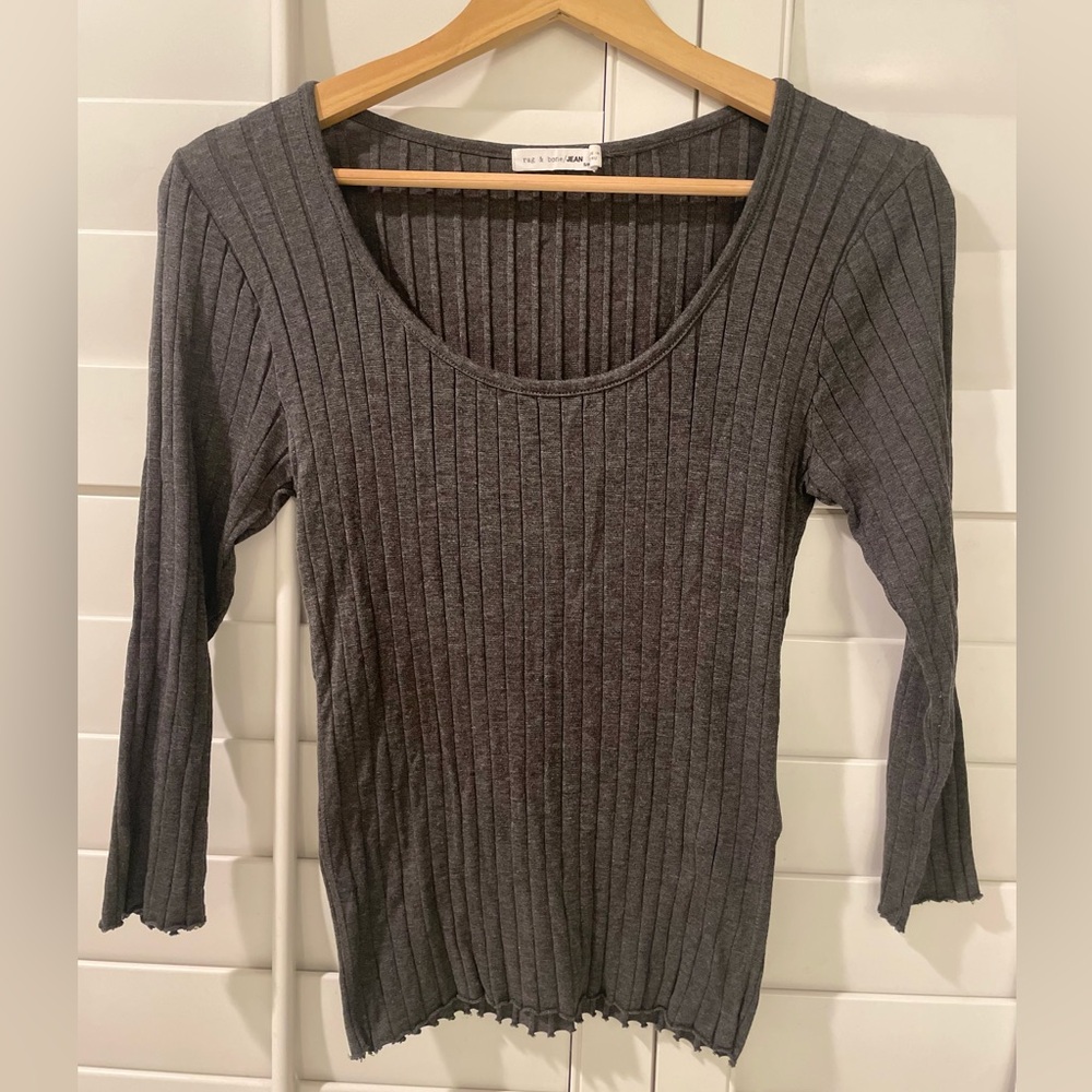 Rag & Bone Charcoal Ribbed Bodycon Top SzS